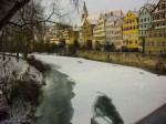 Snow on top of the ice on the Neckar River, February 6, 2012