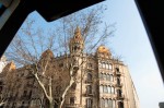 An interesting building, through the window frame