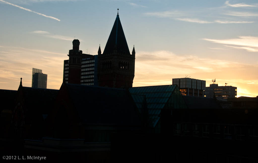 Manchester church at twilight (original)