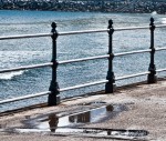 Scarborough Castle reflected in a puddle (detail)