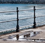 Scarborough Castle reflected in a puddle - photo #2 (detail)