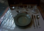 Table setting in the 1st class dining car on British trains in the early 20th century