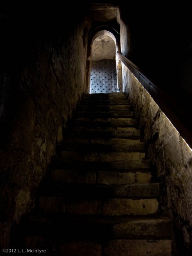 Up the steps to the museum in the York wall tower