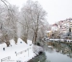 Neckar Island and Hölderlin Tower, Tübingen, December 2012