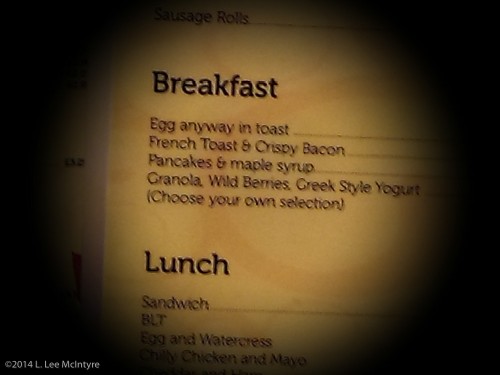 Breakfast menu at the same cafe with the celery soup, Omagh