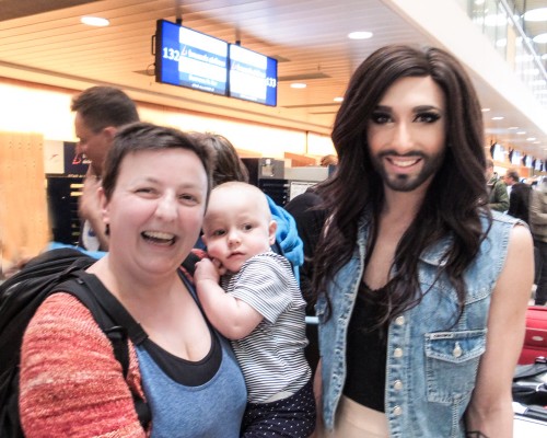 TA, JA, and Conchita at the airport