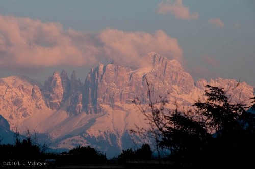 A rosy glow on the Dolomites, Bolzano