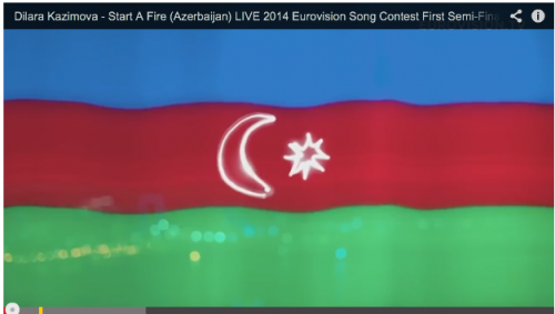 Azerbajani Flag with light painting symbols, Eurovision 2014