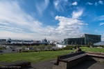 View of Reykjavik Harbor and Conference Center from the Ingólfr Arnarson Monument hilltop