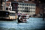 Gondola and buses, on the grand canal, Venice, June 2014