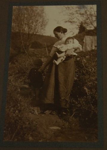 Frances S. Allen: The difficult step, ca. 1900 (photo of it through plastic by LLM)