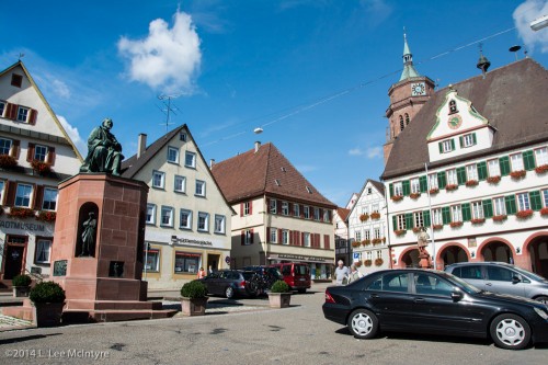 Weil der Stadt plaza with monument to Kepler