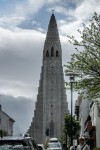 A view of Hallgrímskirkja, seen from a little ways down the street