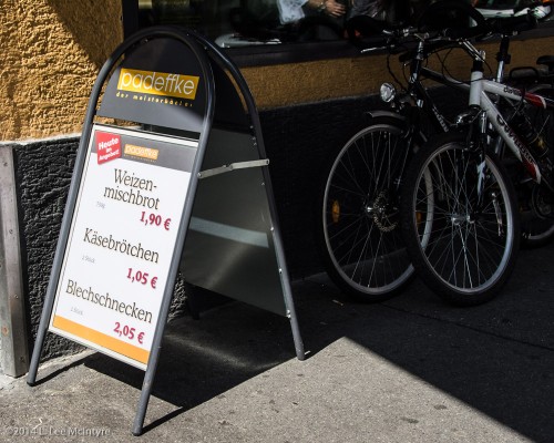 Sign outside bakery for Blechschneken