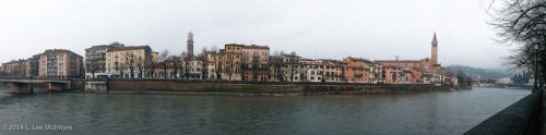 Panorama view between Ponte Navi and Ponte Pietra, Verona