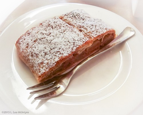 A slice of apple strudel in Bolzano