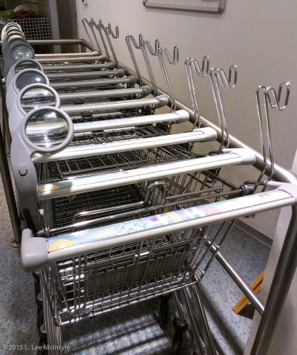 Shopping Carts with magnifying glasses, DM Store, Tübingen